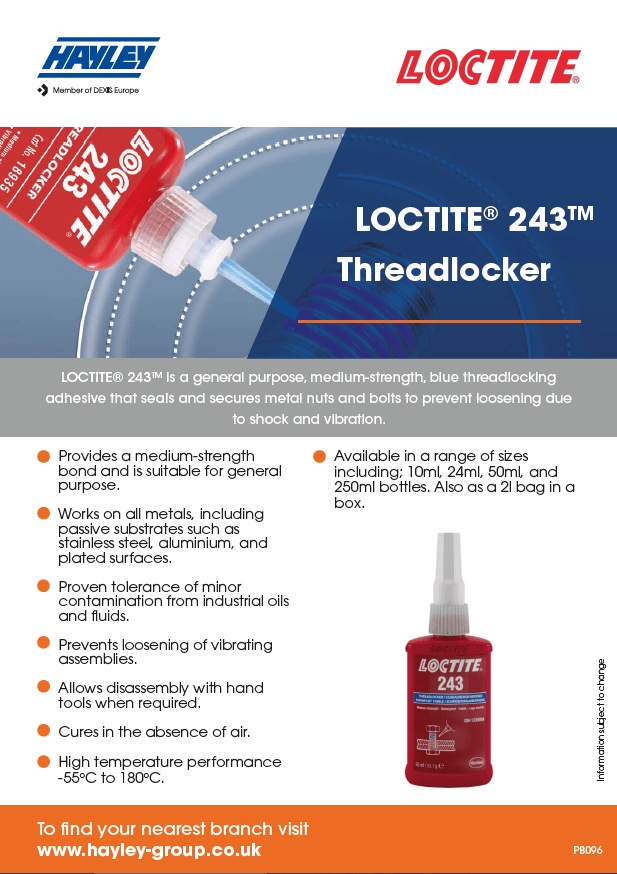 How to use LOCTITE 243 - Threadlocker medium strength 