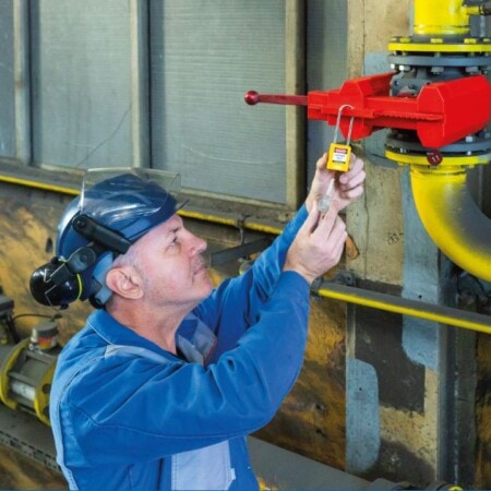 Lockout Tagout device being used by engineer