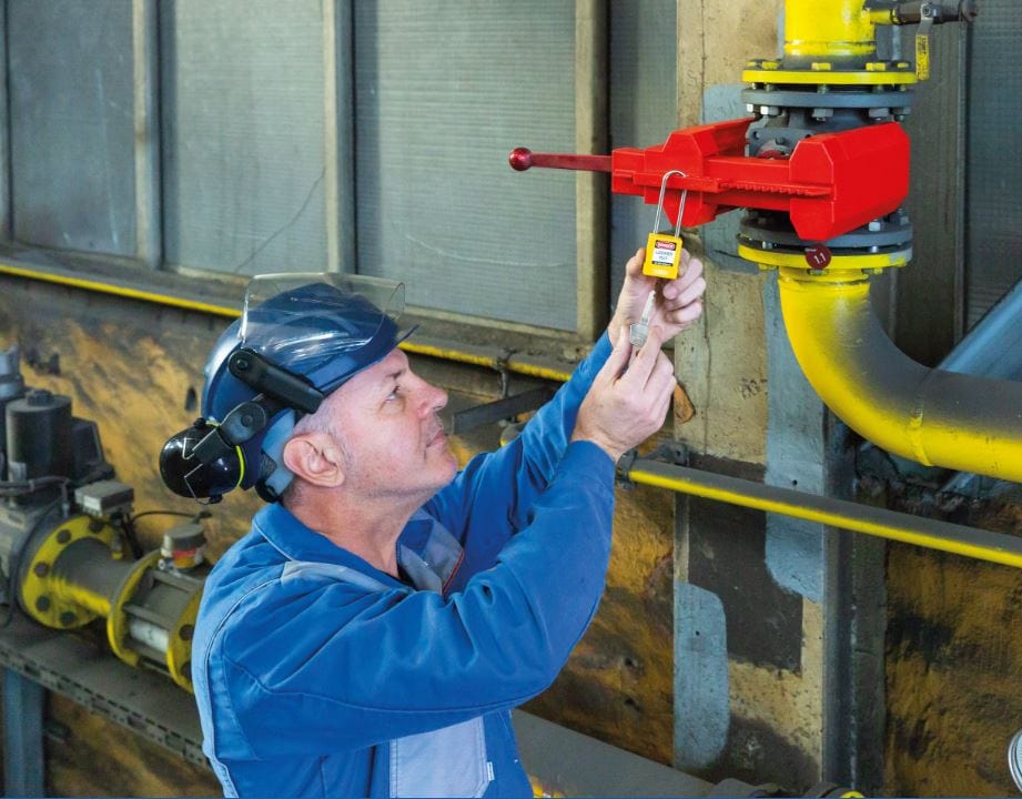 Lockout Tagout device being used by engineer