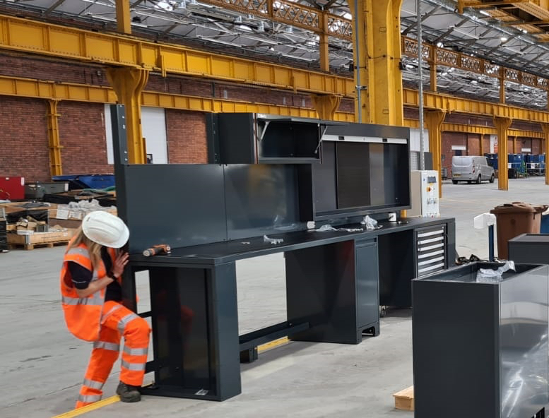 Beta tools cabinet being installed at rail customer site