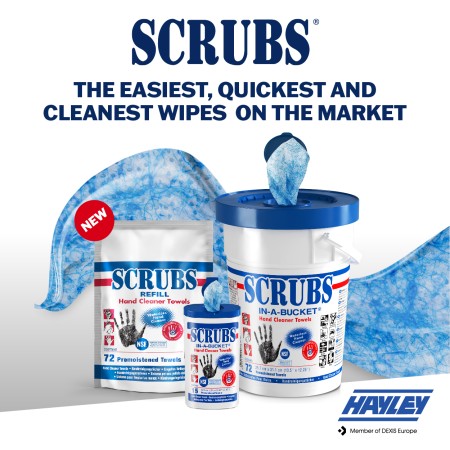 SCRUBS wipes in a bucket